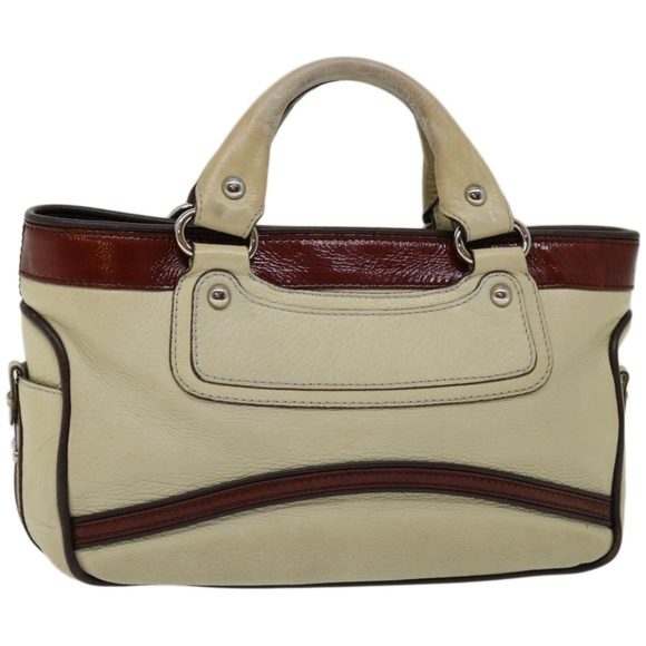Celine Handbags - CELINE Hand Bag Leather Beige Auth bs12047